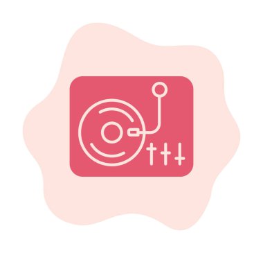 Basit vinil oynatıcı Turntable simgesi, vektör illüstrasyonu