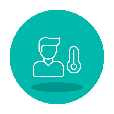 Hasta kişi ikonu. Yüksek sıcaklık simgesi. Vektör illüstrasyonu.