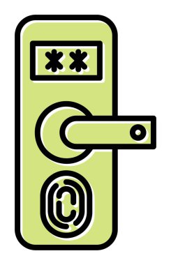 Parmak izi Kapı Koruma Simgesi Vektör İllüstrasyonu