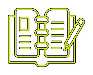 açık kitap ve kalem simgesi, vektör illüstrasyonu 