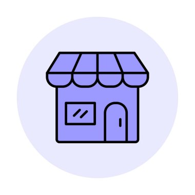 Dükkan cephesi simgesi, vektör illüstrasyonu