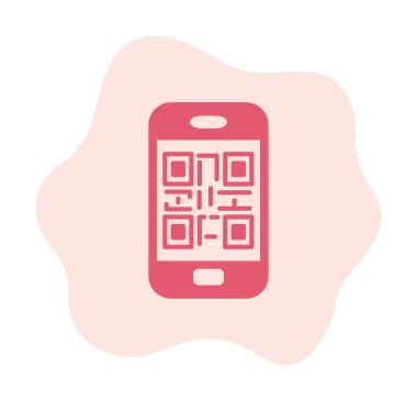 Akıllı telefon ekranındaki qr kodu beyaz arkaplanda izole edilmiş