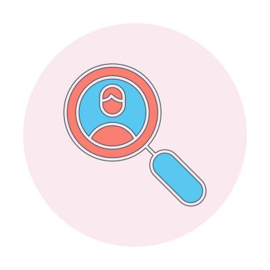 Arama insanları konsepti, büyütme cam ikon çizimi