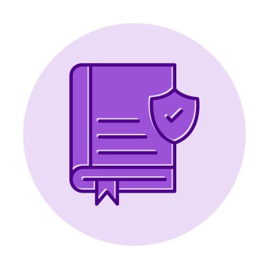 Kitap ve güvenlik kalkanı. Web simgesi basit illüstrasyon 