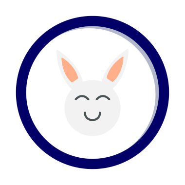 Şirin gülümseyen tavşan ikonu, vektör çizimi 