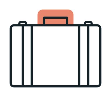 Evrak çantası vektör düz simgesi. İş durumu simgesi, bavul emojisi, vektör illüstrasyonu