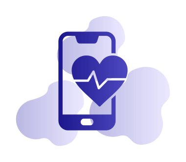 Akıllı telefon ekranında kalp atış hızı sembolü, satır biçimi simgesi, vektör tasarımı 