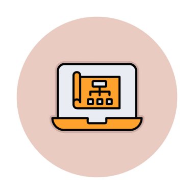 Dizüstü bilgisayar ekranındaki proje web simgesi, vektör illüstrasyonu