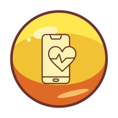 Akıllı telefon ekranında kalp atış hızı sembolü, satır biçimi simgesi, vektör tasarımı 