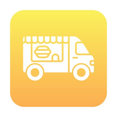 Beyaz arkaplanda yiyecek kamyonu vektör çizimi