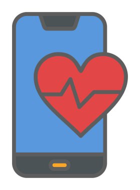Akıllı telefon ekranında kalp atış hızı sembolü, satır biçimi simgesi, vektör tasarımı 