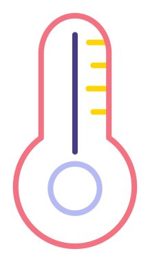 Arkaplanda termometre simgesi düz biçimi.