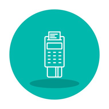 Pos Terminal Düz Simgesi Beyaz Arkaplanda