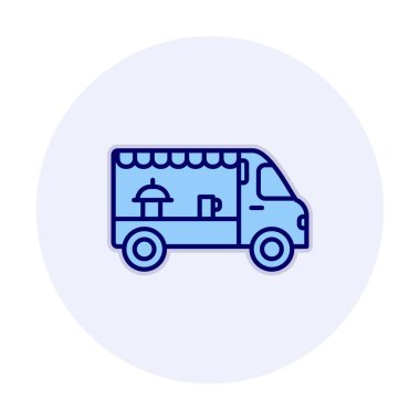 Beyaz arkaplanda yiyecek kamyonu vektör çizimi