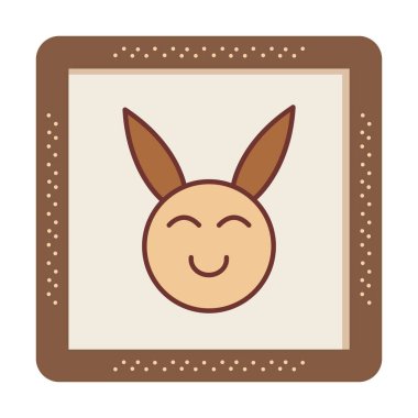 Şirin gülümseyen tavşan ikonu, vektör çizimi 