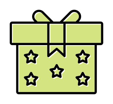 Hediye kutusu simgesi. vektör illüstrasyonu 