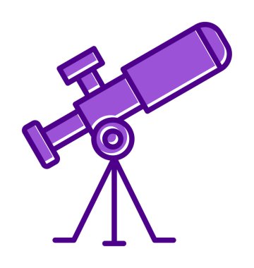 Teleskop düz simgesi. Eğitim ve astronomi elementi, dürbün ve araştırma yıldızları vektör grafikleri