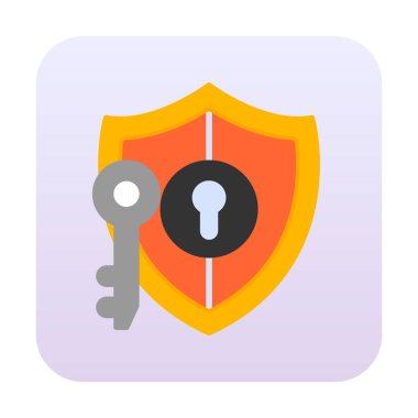 kalkan ve anahtar simgesi, anahtar güvenlik konsepti, vektör illüstrasyonu