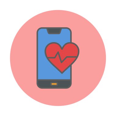 Akıllı telefon ekranında kalp atış hızı sembolü, satır biçimi simgesi, vektör tasarımı 