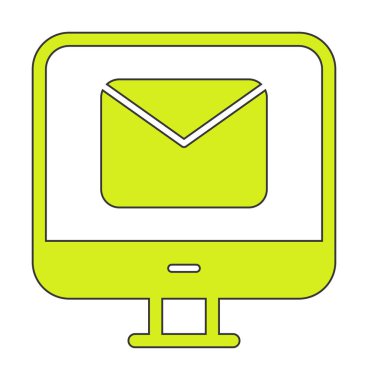 Beyaz arkaplanda bilgisayar e- posta vektör illüstrasyonu