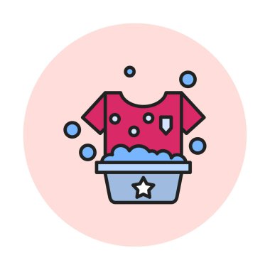 Çamaşır yıkama simgesi, vektör illüstrasyonu