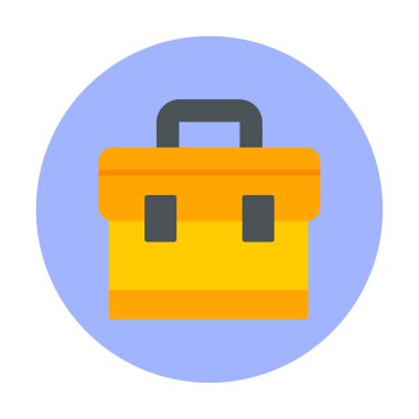 Evrak çantası vektör düz simgesi. İş durumu simgesi, bavul emojisi, vektör illüstrasyonu