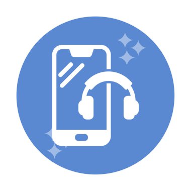 Kulaklık simgesi illüstrasyonlu akıllı telefon
