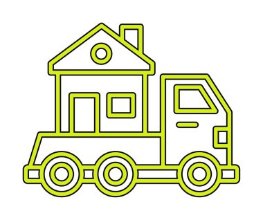 Ev kamyonu teslimatı ikon vektörü. Yer değiştirme servisi. Eve taşın