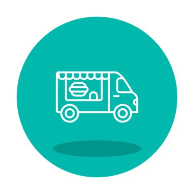 Beyaz arkaplanda yiyecek kamyonu vektör çizimi