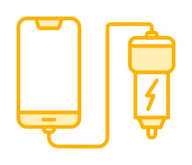 Araç telefonu şarj etme simgesi, vektör illüstrasyonu 