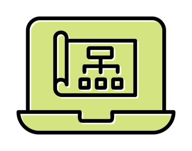Dizüstü bilgisayar ekranındaki proje web simgesi, vektör illüstrasyonu