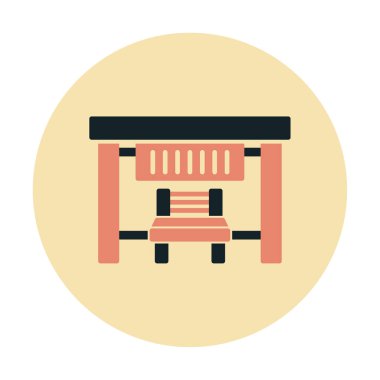 Otobüs Durağı Web simgesi vektör illüstrasyonu