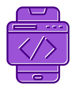 Beyaz arkaplanda akıllı telefon kodlama vektör çizimi