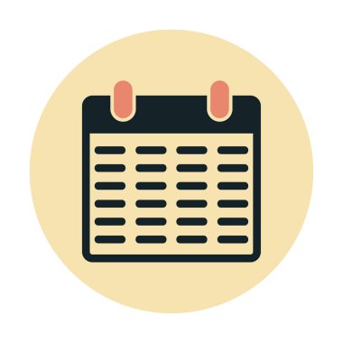 Takvim düzlüğü simgesi, vektör illüstrasyonu 