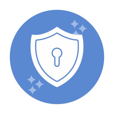 Anahtar deliği düz simgesi olan kalkan, vektör illüstrasyonu