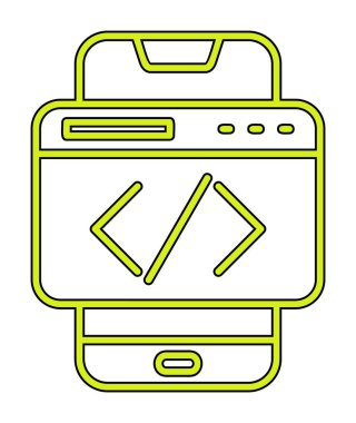 Beyaz arkaplanda akıllı telefon kodlama vektör çizimi