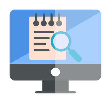 Bilgisayar simgesini ara. Bilgisayar ve büyüteç işareti. Bilgisayar sembol bul. 