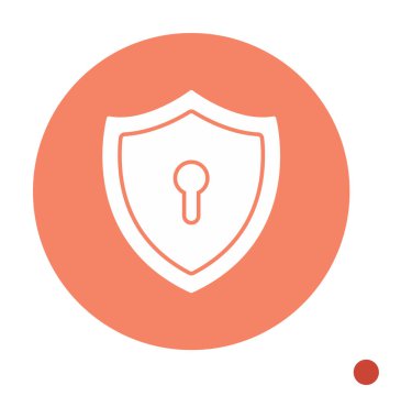 Anahtar deliği düz simgesi olan kalkan, vektör illüstrasyonu