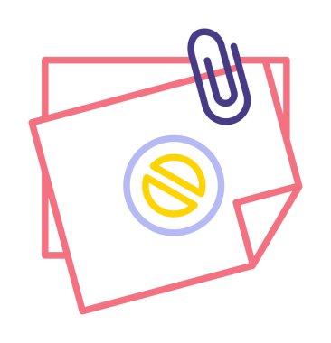 Yapışkan Notlar Yasaklama simgesi vektör illüstrasyonu