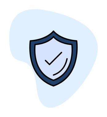 Güvenlik kalkanı simgesi koruma konsepti, vektör illüstrasyonu