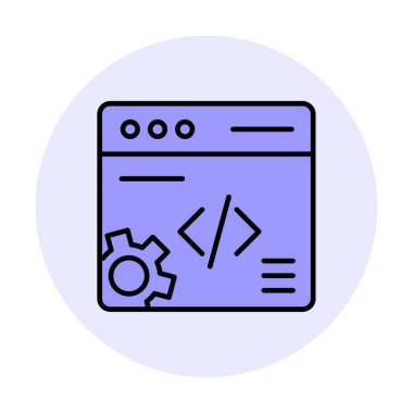 Düz biçimde web geliştirme simgesi. yazılım ve web sitesi sembolleri                           