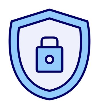 asma kilit simgesi ve vektör illüstrasyonlu kalkan