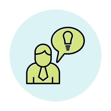 Fikri olan iş adamı, ampul ikonu vektör illüstrasyonu