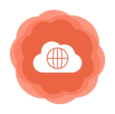 Dünya Bulutu web servisi. Bulut Hesaplama Simgesi. Basit kabartma biçimi.