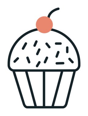 Kek renkli ikon, kek klipsi sanat, vektör illüstrasyonu