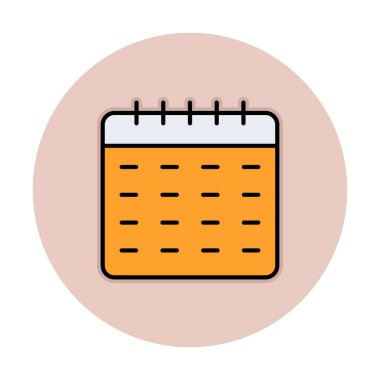 Takvim düzlüğü simgesi, vektör illüstrasyonu 