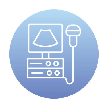 Ultrasound machine. Ultrasound scanner machine isolated object on white background. Medical diagnostic equipment sonography. Vector illustration flat design. Ultrasonic device.