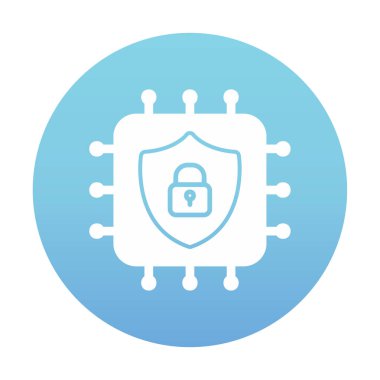 Basit Cpu simgesi, vektör illüstrasyonu