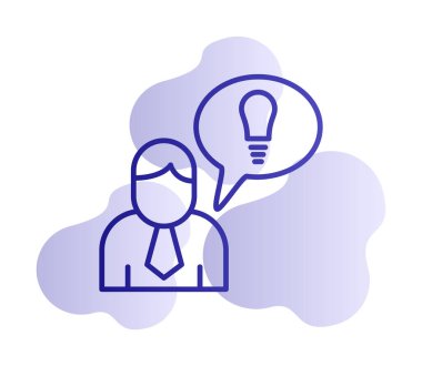 Fikri olan iş adamı, ampul ikonu vektör illüstrasyonu