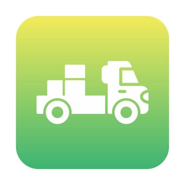 Web ve mobil uygulama tasarımınız için kutu simgesi vektörü olan kamyon, dağıtım kamyonu logosu konsepti